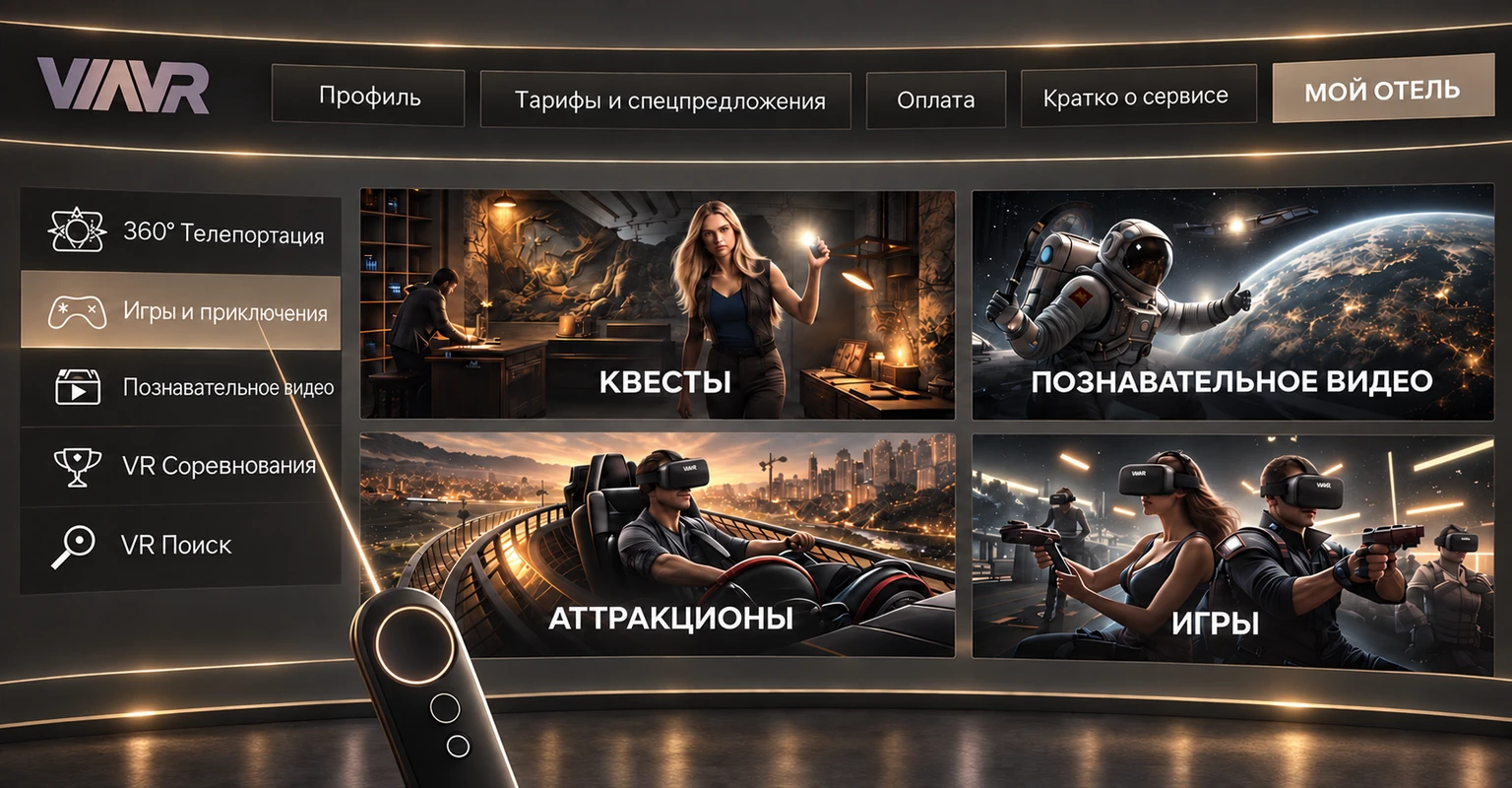 Экран интерфейса VIAVR с библиотекой VR-контента